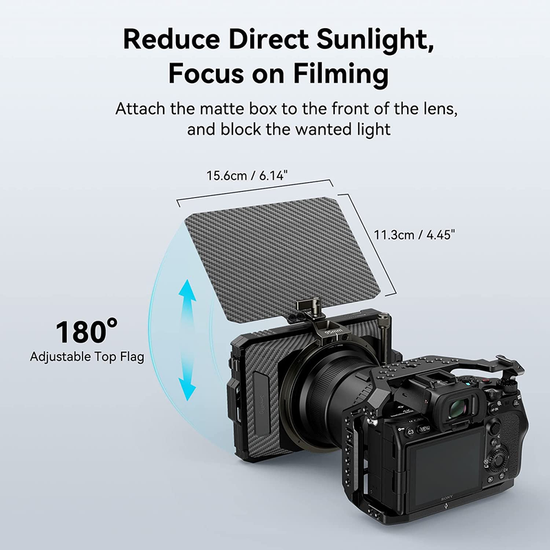 Mini Matte Box Lite with Top Flag for DSLRs and Mirrorless Cameras, Compatible w
