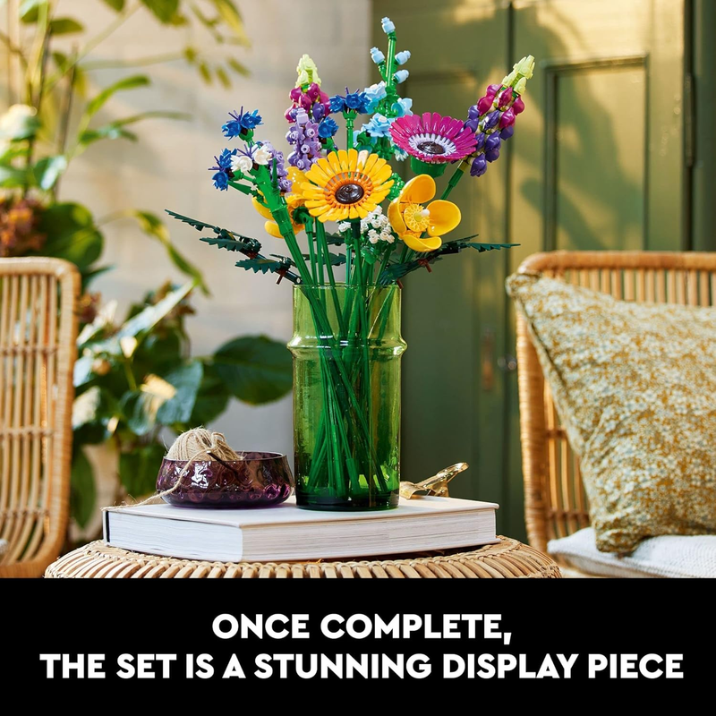 Botanicals Artificial Wildflower Bouquet - Fake Indoor Flowers Building Set for