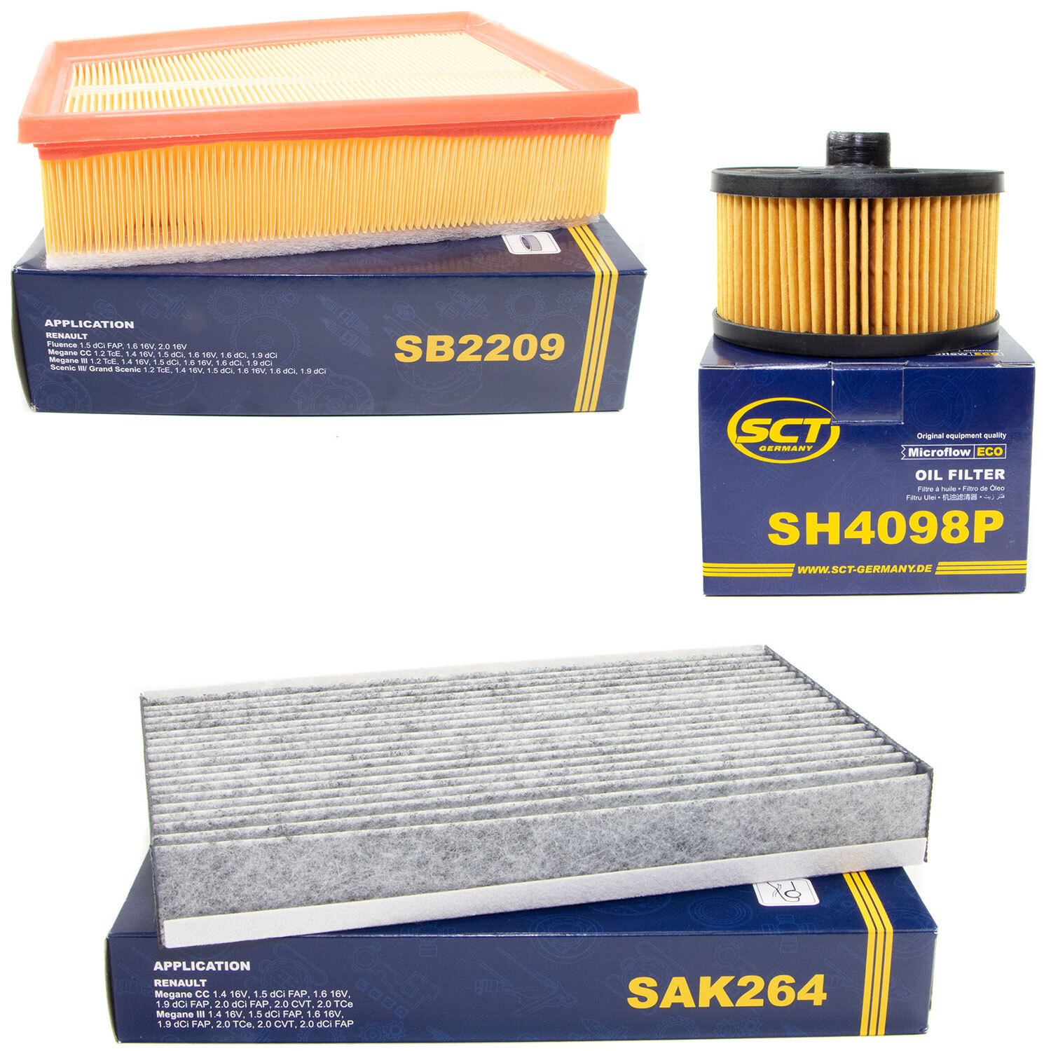 Inspektionspaket Filterset SCT für Renault Megane III Megane CC 1.2 TCe 