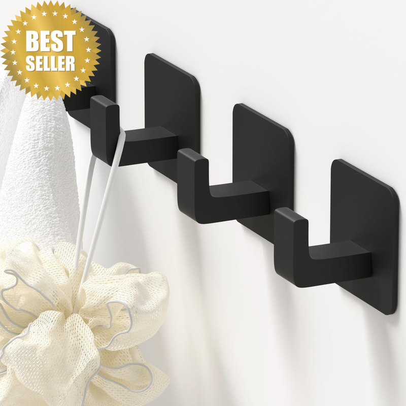 Adhesive Hooks, 4 Pack Heavy Duty Wall Hook Towel Hooks, Stainless Steel Door Ho