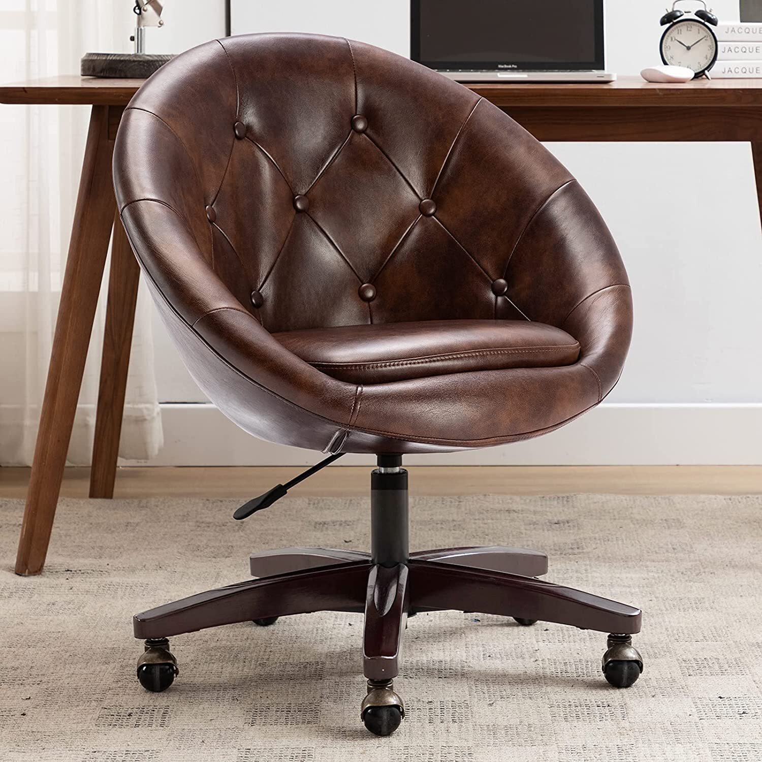 Home Office Chair Mid-century Modern Swivel Desk Chair Round