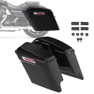5'' Stretched Extended Hard Saddlebags For Harley Touring Road King Glide 93-13