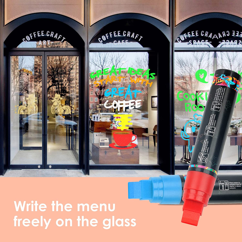 12 Colors Jumbo Window Markers, Bold Car Markers, Chalkboard Markers for Kids Re
