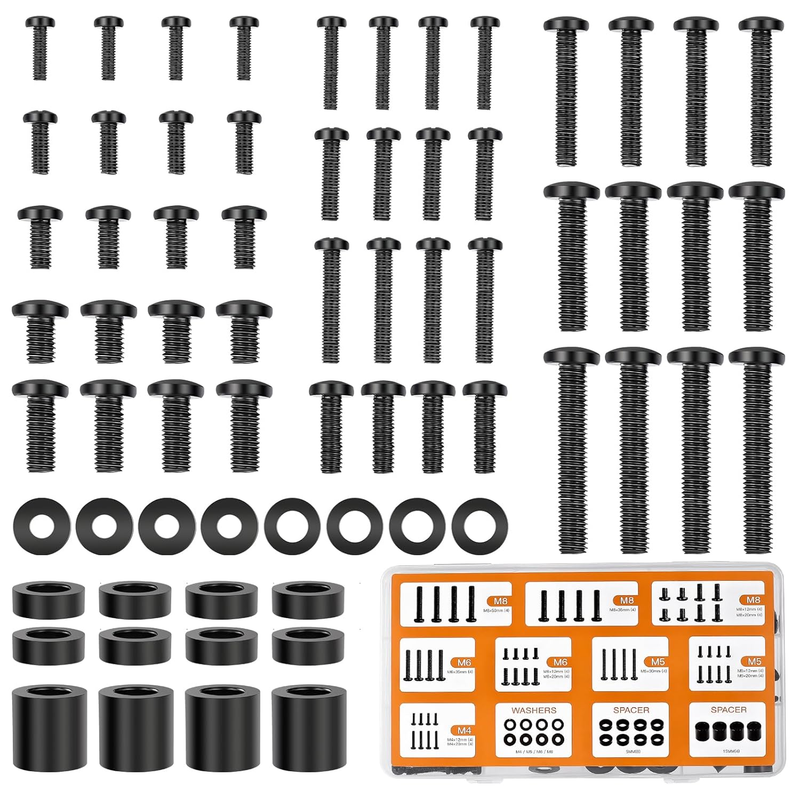 Universal TV Mounting Hardware Screw Kit Set - M4 M5 M6 M8 Screws,Spacers and Wa