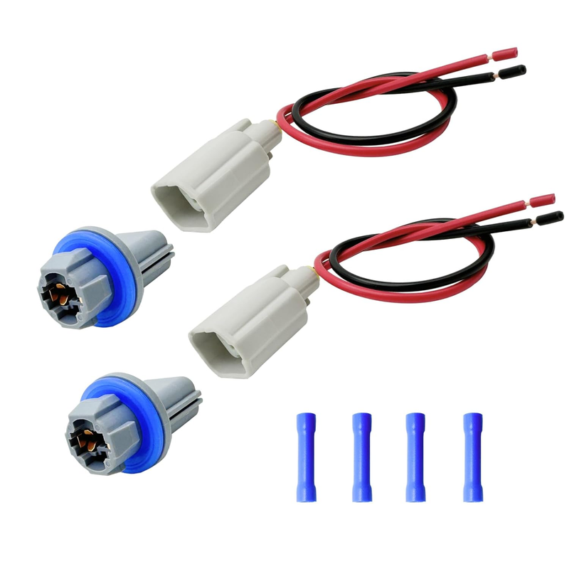 2Pcs Rear License Plate Lights Connector Socket & Plug Harness Kit Fit for Ford