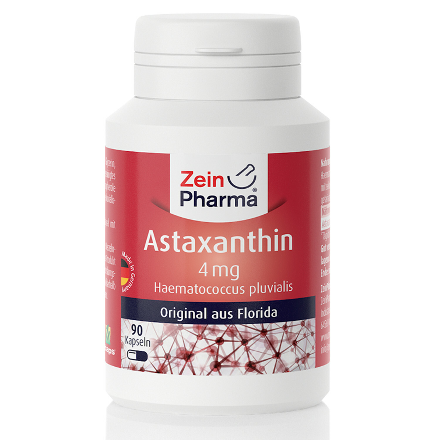 Zeinpharma Astaxanthine 90 Gélules Comprimés Dose Élevée 4mg Made en Allemagne