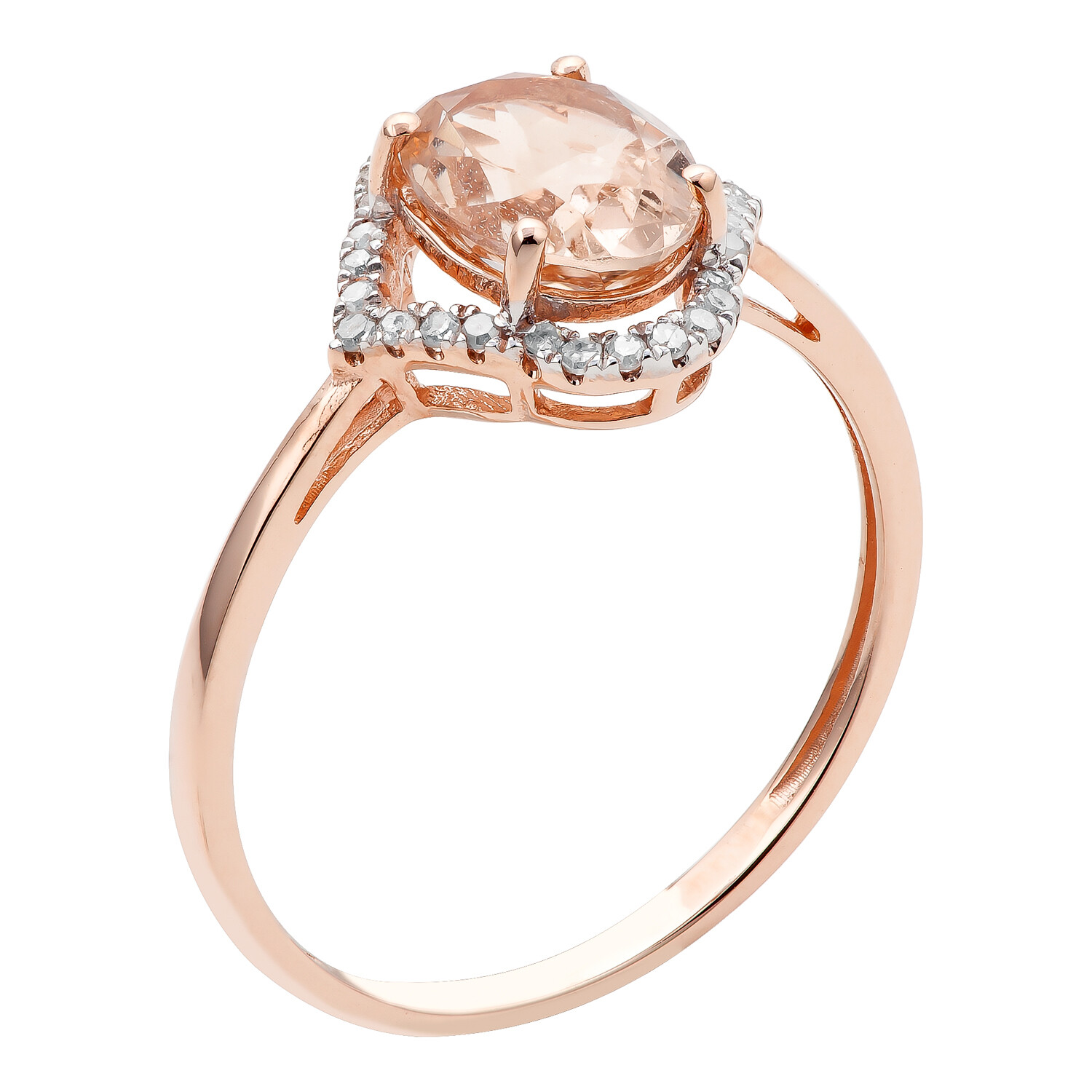 Pre-owned Tiffany & Co 10k Rose Gold 1.20ct Tw Morganite And Diamond Ring - Pink