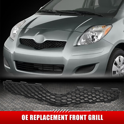 Для 09-11 Toyota Yaris Хэтчбек OE Style Матово-черная передняя Верхняя сетчатая решетка радиатора