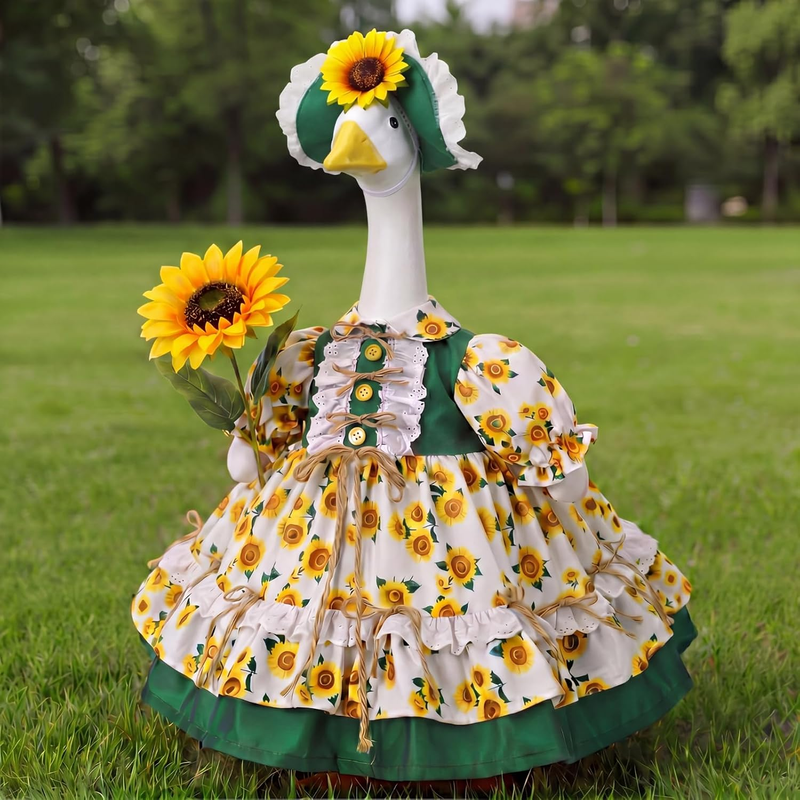 1 Set Sunflower Porch Goose Outfit 23 Inch Summer Cement Goose Clothes Dress and