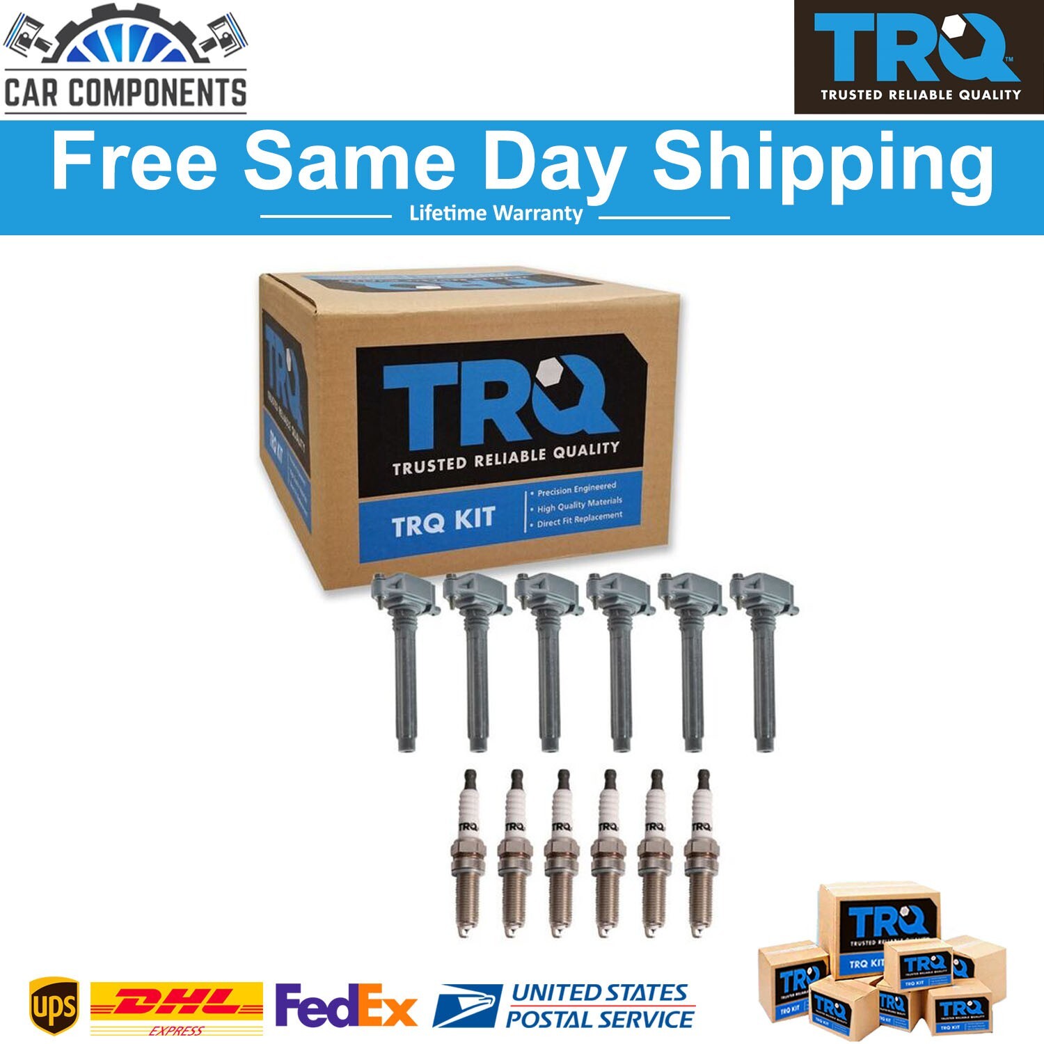 TRQ Ignition Coil & Iridium Spark Plug Kit Set for Chrysler