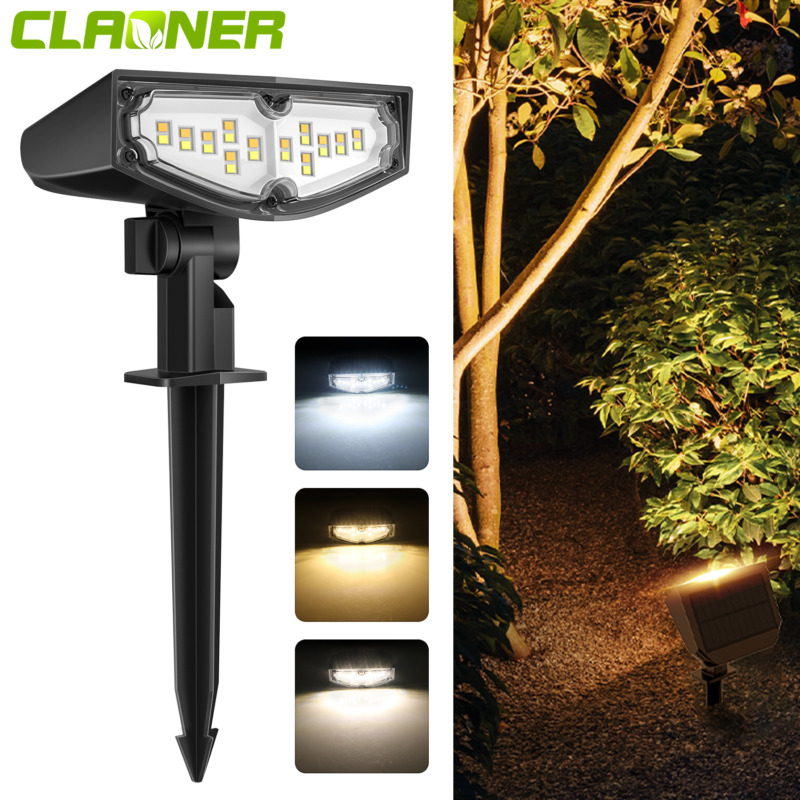 24 LED Solar Spot Lights Outdoor Garden Patio Security Pathway