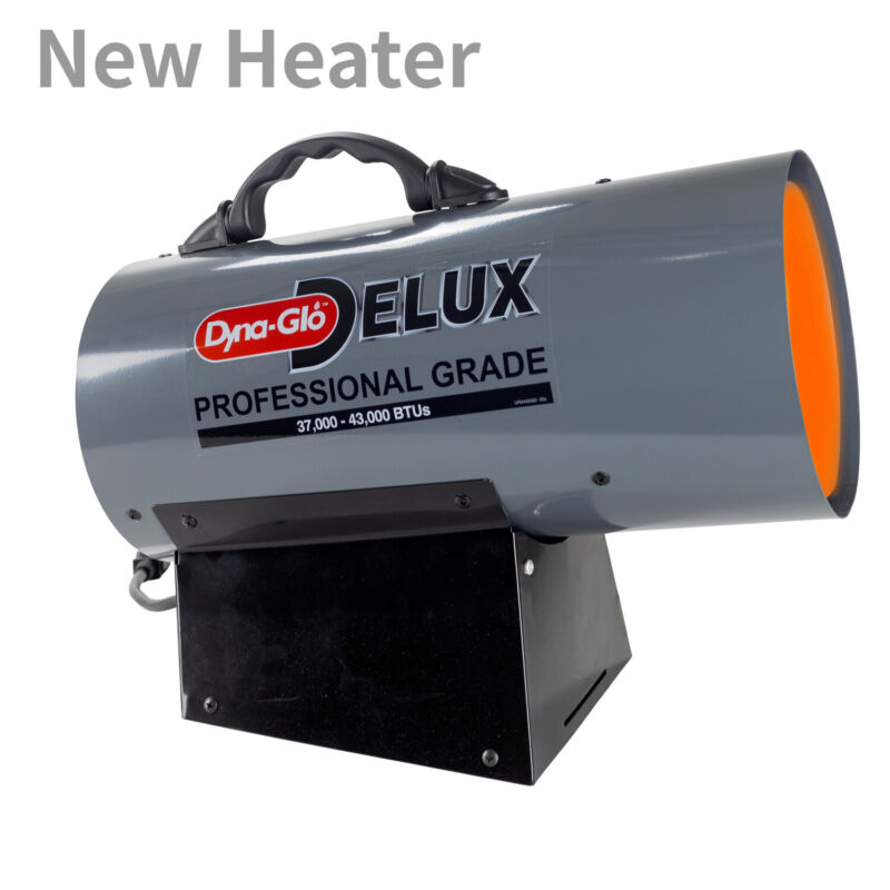 New Style Heater LPFA43DGD Delux 37K-43K BTU Portable Forced Air Propane Heater