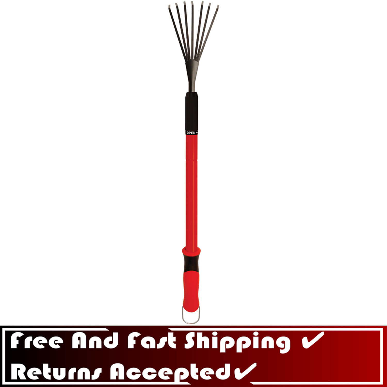 UPC 038313030575 product image for 32 In Inch Garden Grip Handle Leaf Snow Lawn Tool Carbon Steel Rake Red | upcitemdb.com
