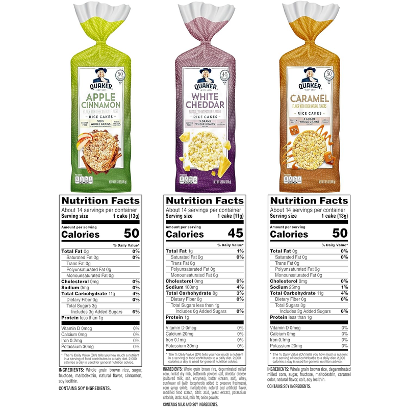Large Rice Cakes, Gluten Free, 3 Flavor Variety Pack, 6 Count
