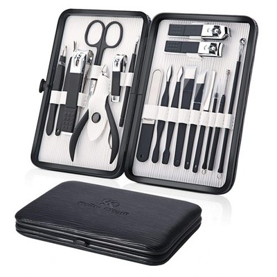Maniküre Set 18-tlg. Professionelles Nagelknipser Pediküre Kit Schwarz