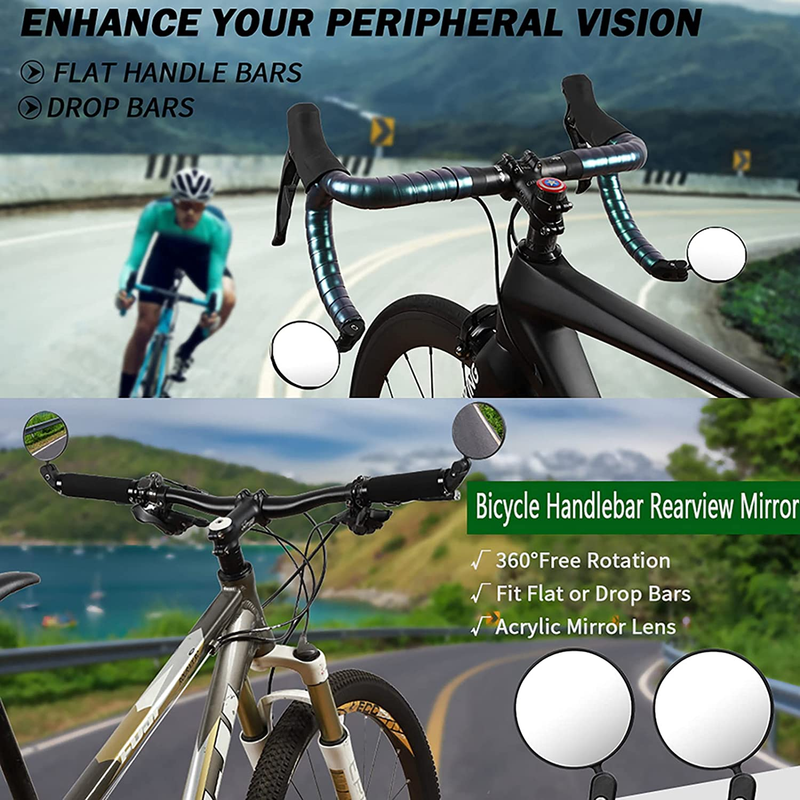 Bike Mirrors 2Pcs Bar End Bicycle Mirrors for Handlebars Bicycle Cycling Rear Vi