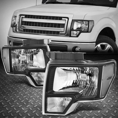 Для пикапа Ford F150 09-14 Черный корпус Прозрачные Угловые лампы фар в сборе