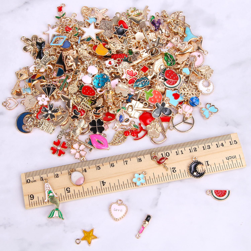 350Pcs Wholesale Bulk Lots Jewelry Making Charms Assorted Gold Plated Enamel Pen