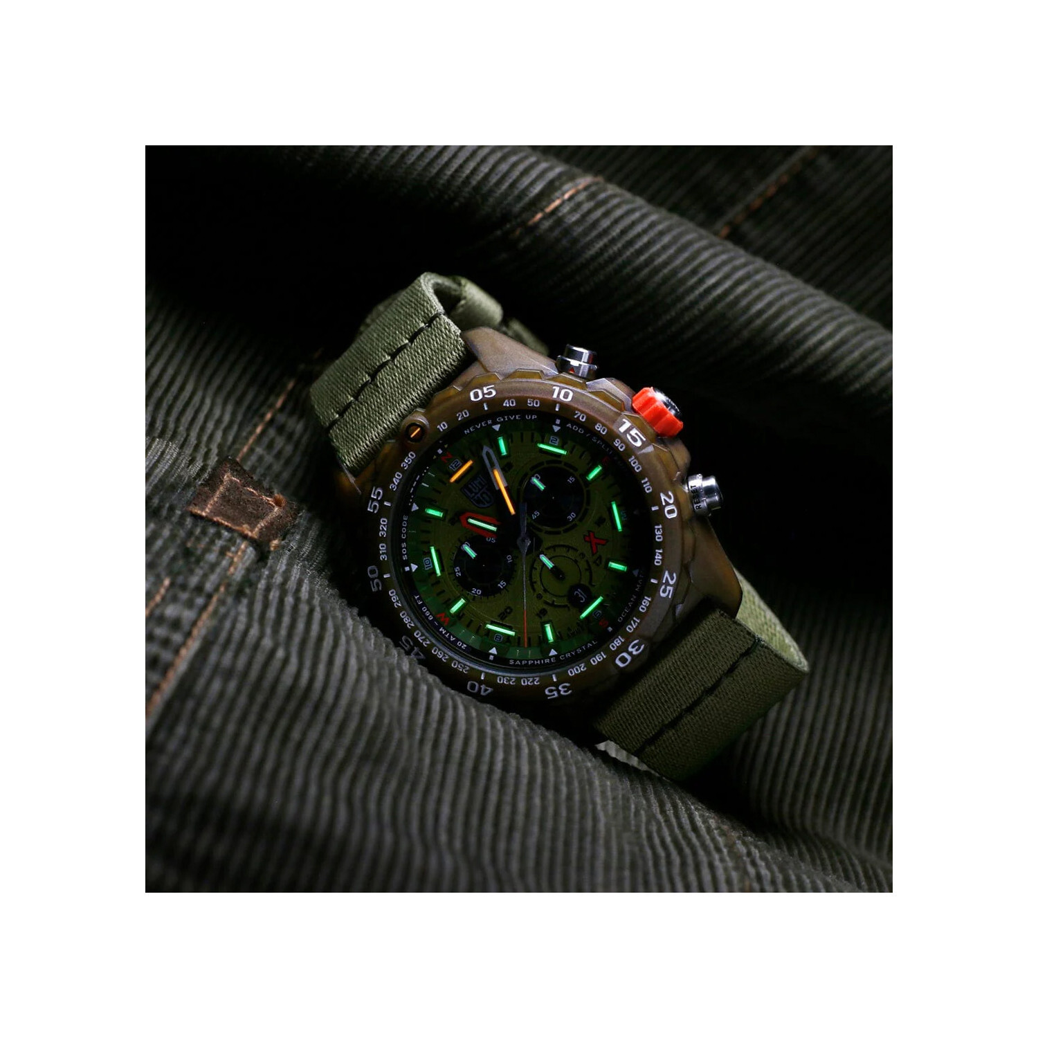 Pre-owned Luminox Bear Grylls Survival Master Series Recycled Ocean 45mm Watch 3757.eco