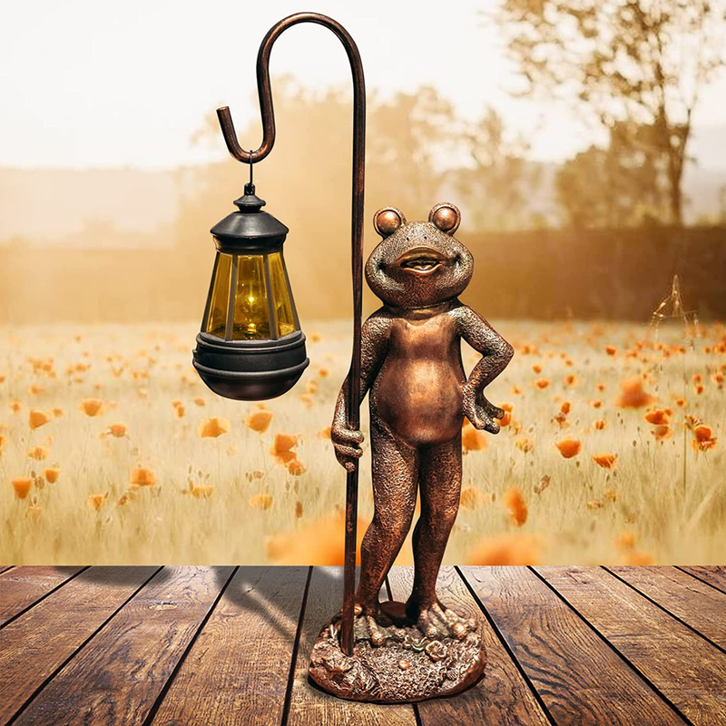 Homight Large Frog Statue with Solar Lantern Outdoor Lawn Decoration Garden Frog