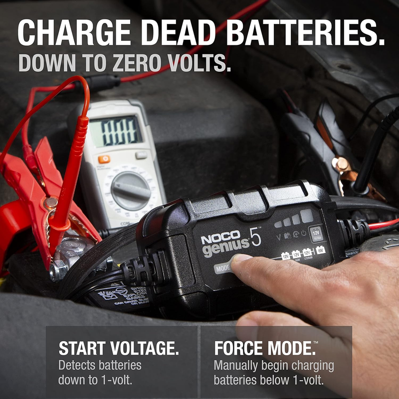 GENIUS5: 5A 6V/12V Smart Battery Charger – Automatic Maintainer, Trickle Charger