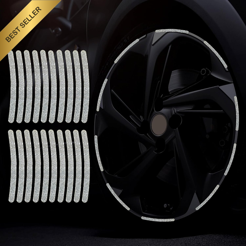 20PCS Bling Car Wheel Decorative Stickers, Glitter Stripe Stickers for Car, Fash