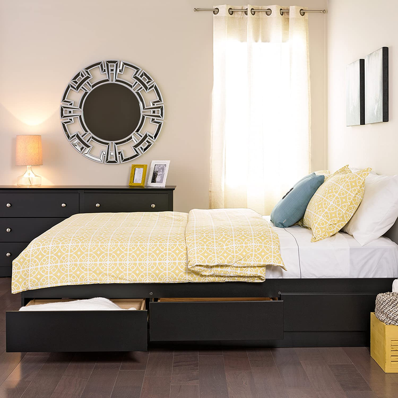 Full Mate'S Platform Storage Bed with 6 Drawers, Black