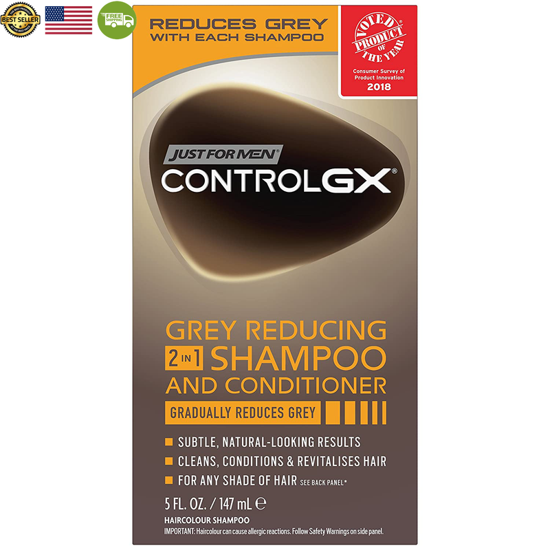 Just for Men Control GX 2 in 1 Grey Reducing Shampoo and Conditioner, 5 Fluid Ou