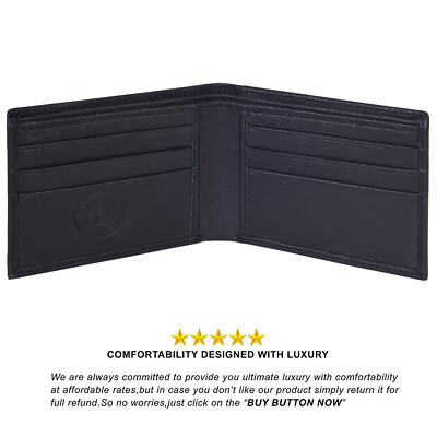 Leatherboss Genuine Leather Slim credit card holder with outside ID space, Black