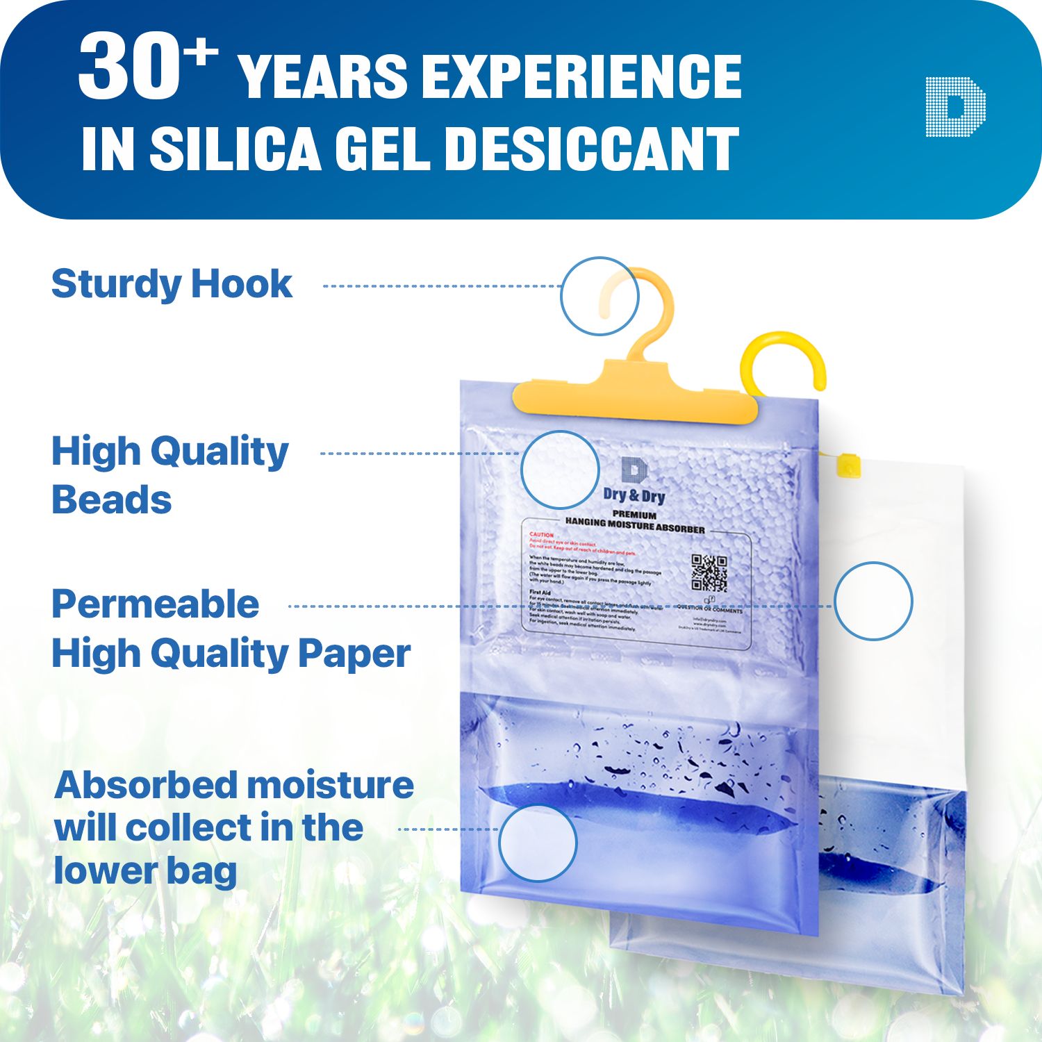 [Net 7 Oz/Pack] “Dry & Dry” Premium Hanging Moisture Absorbers.