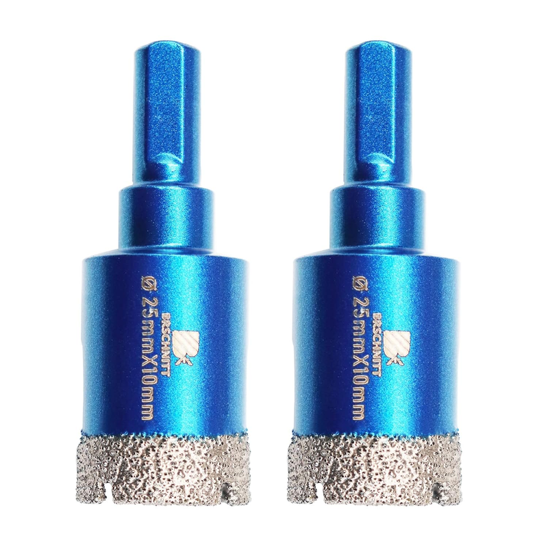 Dry Diamond Core Drill Bit Set, 2pcs 1 Inch (25 mm) Diamond Hole Saw Core Drill