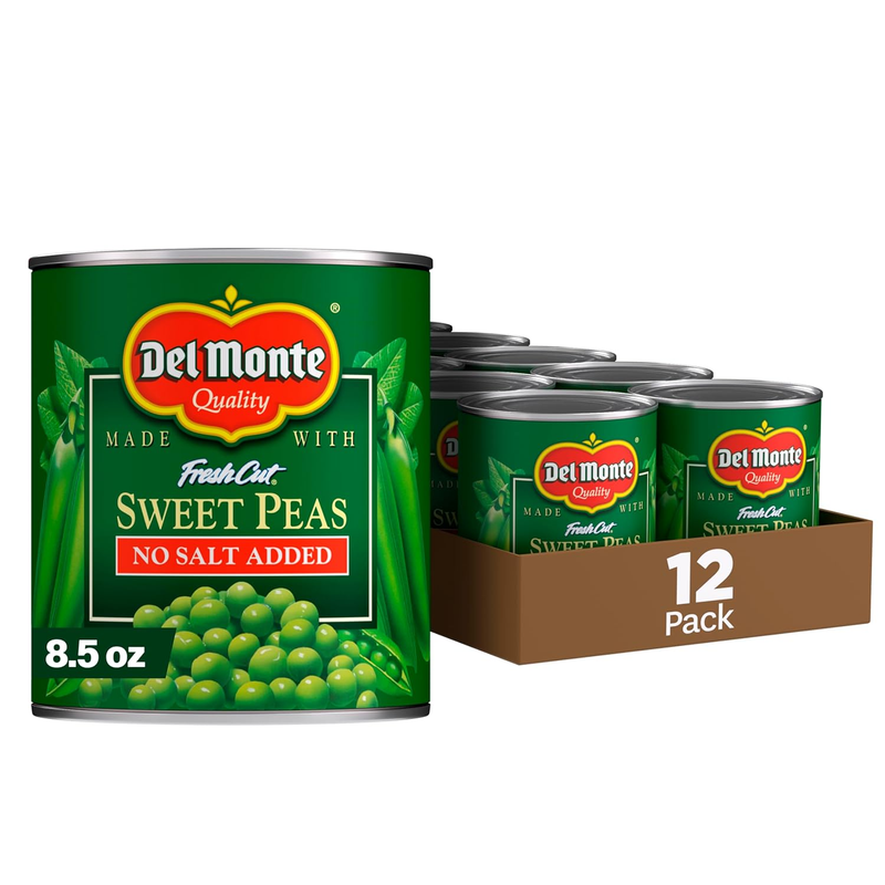 Canned Fresh Cut Sweet Peas No Salt Added, 8.5-Ounce (Pack of 12)