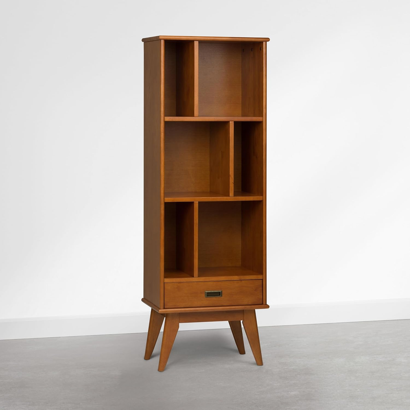 Draper Bookcase - 64 Inch Tall Solid Wood Storage Bookshelf in