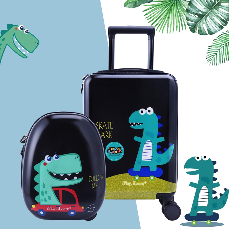 Iplay, Ilearn Dinosaur Kids Luggage, Boys Carry on Suitcase, Hard Shell Travel L