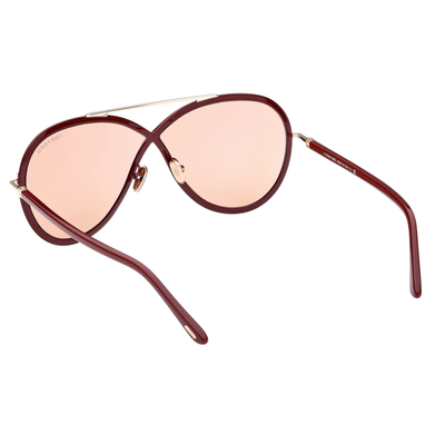 Pre-owned Tom Ford Sunglasses Women Shiny Burgundy Butterfly Light Brown Ft1007 69e Rickie