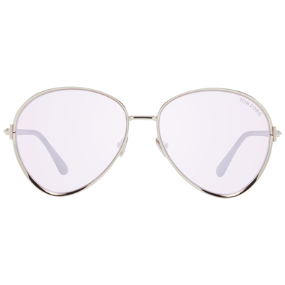 Pre-owned Tom Ford Sunglasses Women Rose Gold Metal Pilot Purple Mirror Ft1028 32z Rio