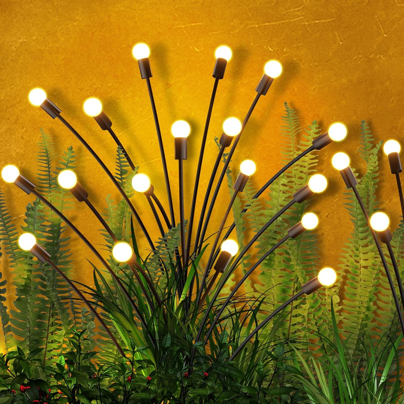 Solar Garden Lights, Upgraded Solar Lights Outdoor Waterproof 4 Pack 8 LED, Fire