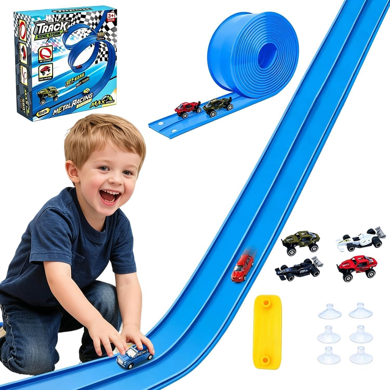 16 Ft/5M Flexible Race Track Hotwheels Car Track, Toy Cars for Boys Age 4-7, Dua