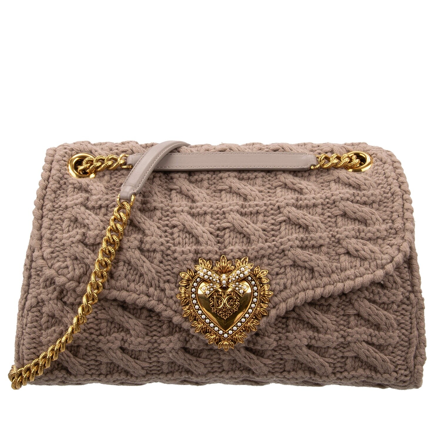 DOLCE & GABBANA Knitted Wool Crossbody Shoulder Bag DEVOTION