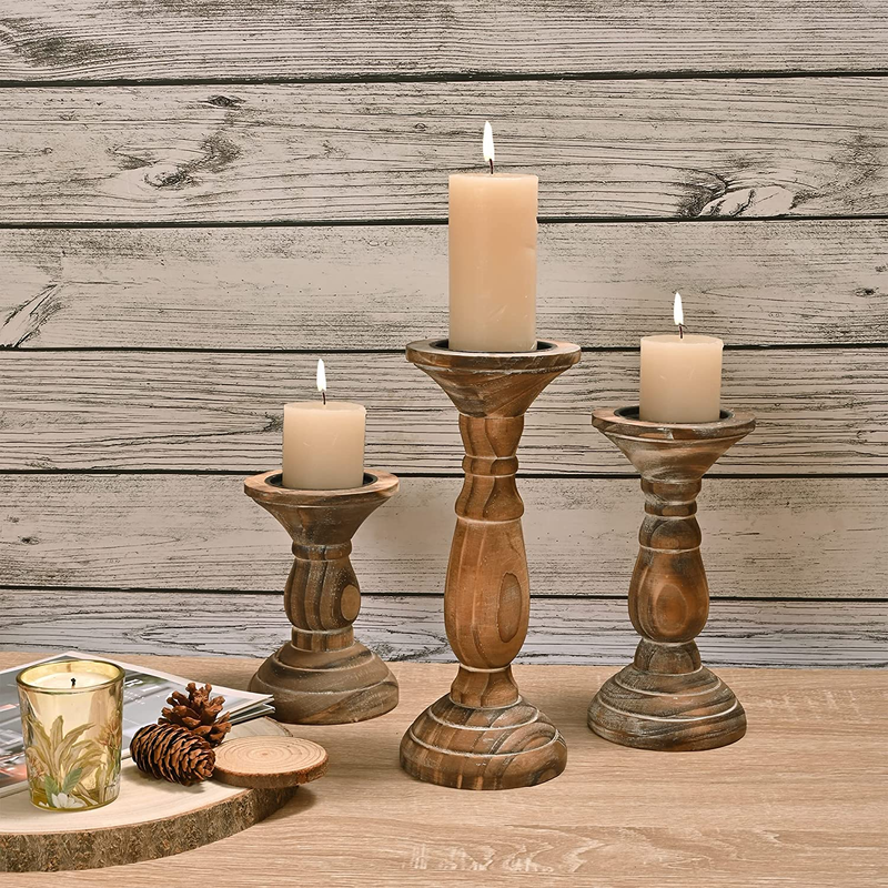 Set Of 3, Farmhouse Decor Living Room Tall Candle Holders F
