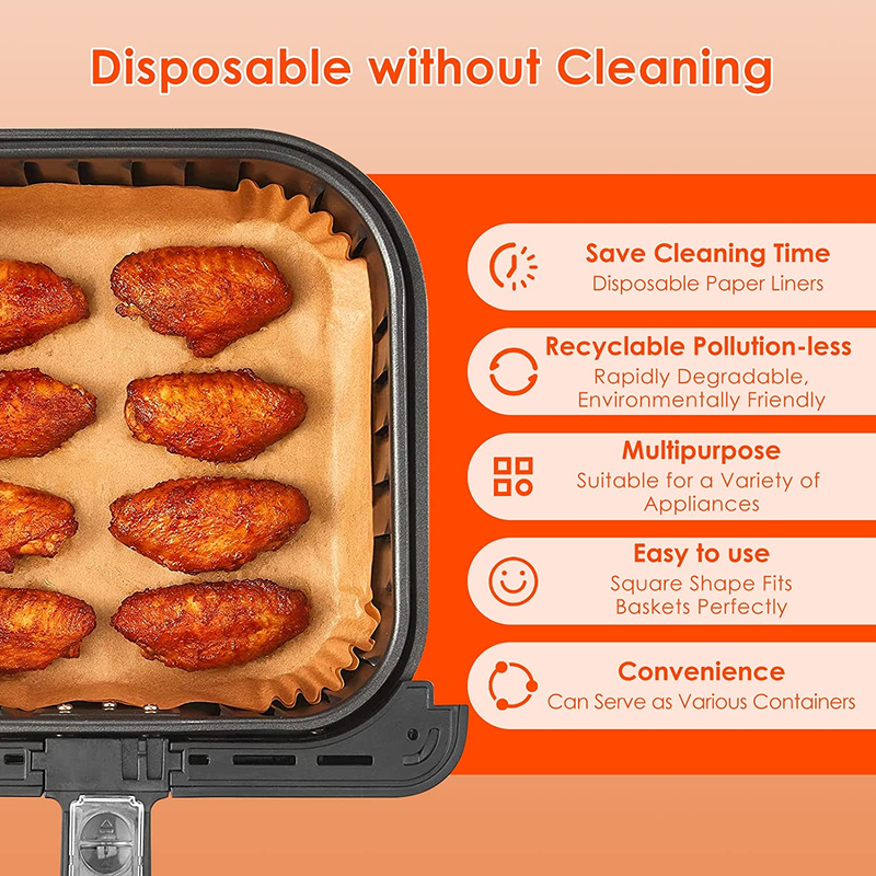 Air Fryer Disposable Paper Liners, 200PCS 7.9 Inch Waterproof, Oil Resistant Non