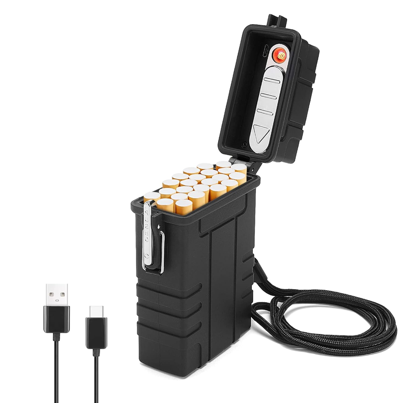 SOMGEM Cigarette Case with USB Rechargeable Electric Lighter for Whole Package C