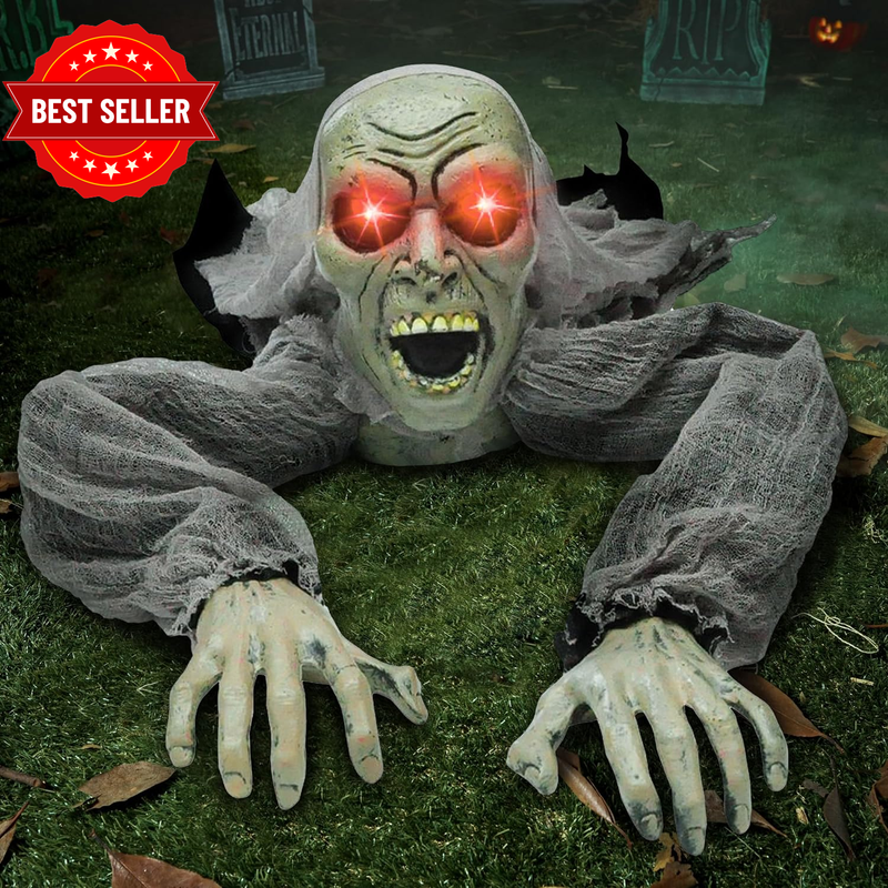 Halloween Décor Groundbreaker Zombie with Sound and Flashing Eyes for Halloween