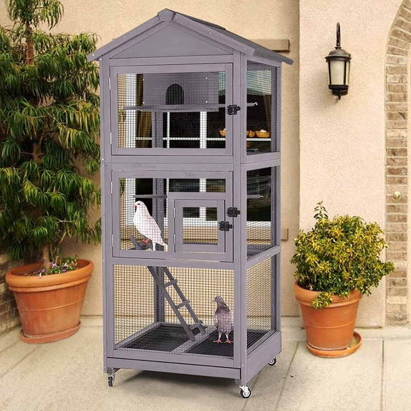 Large Wooden Bird Aviary With Perch For Parakeet,macaw And A