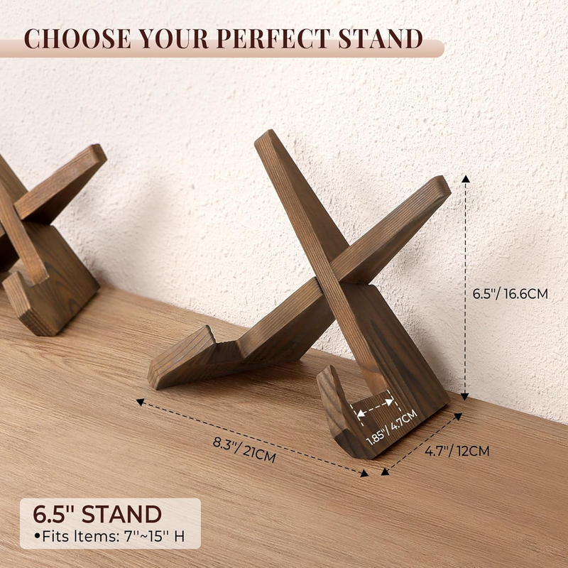 Plate Stand for Display - 6.5 Inch Plate Holder Display Stand, Wooden Picture Fr