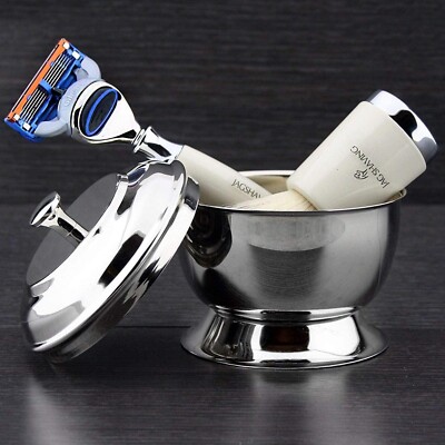 JAG Shaving Premium Rasierset mit 5-Klingen Rasierer Rasierpinsel Schale Herren