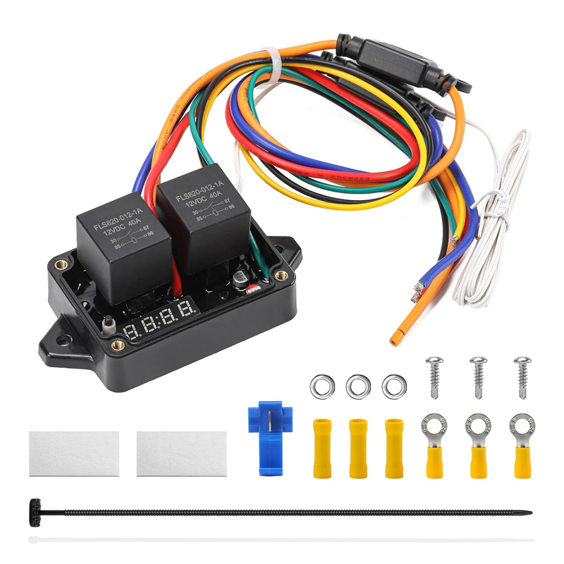 12V/24V Electric Fan Controller Kit 30A Digital Radiator Fan Switch with Adjusta