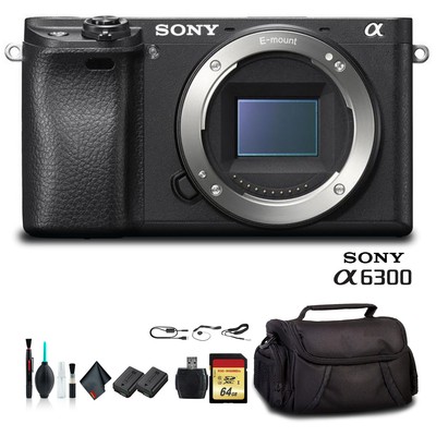 Sony Alpha a6300 Mirrorless Camera Black ILCE6300/B +Soft Bag, Additional Batter