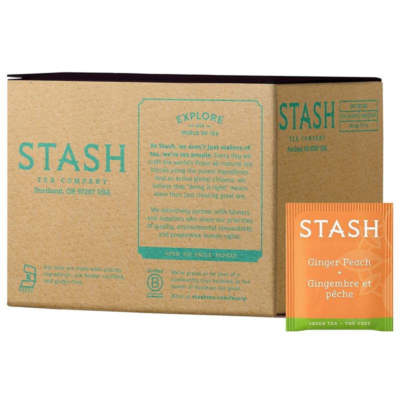 Ginger Peach Green Tea & Matcha Blend, Box Of 100 Tea Bags (