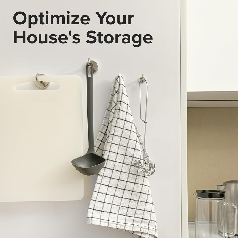 Magnetic Hooks - 10 Pack 40 lbs, Sleek Silver, Super Strong Neodymium Hooks